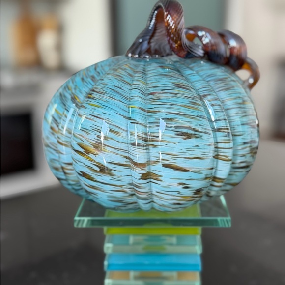 Other - Glass Pumpkin Sculpture - Blue and Brown